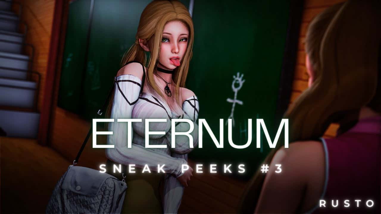 永恒世界 Eternum 封面截图，角色站在教室黑板前展示游戏标题